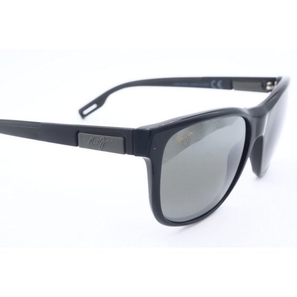 Maui Jim HOWZIT MJ 734-02 Black Square Sunglasses Gray Polarized Lens 56mm (A) - Picture 3 of 8